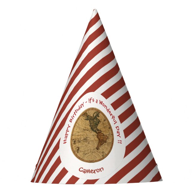 Antique 1786 Western Hemisphere Map Theme Party Hat (Front)