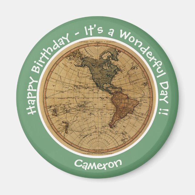 Antique 1786 Western Hemisphere Map Theme Party Magnet (Front)