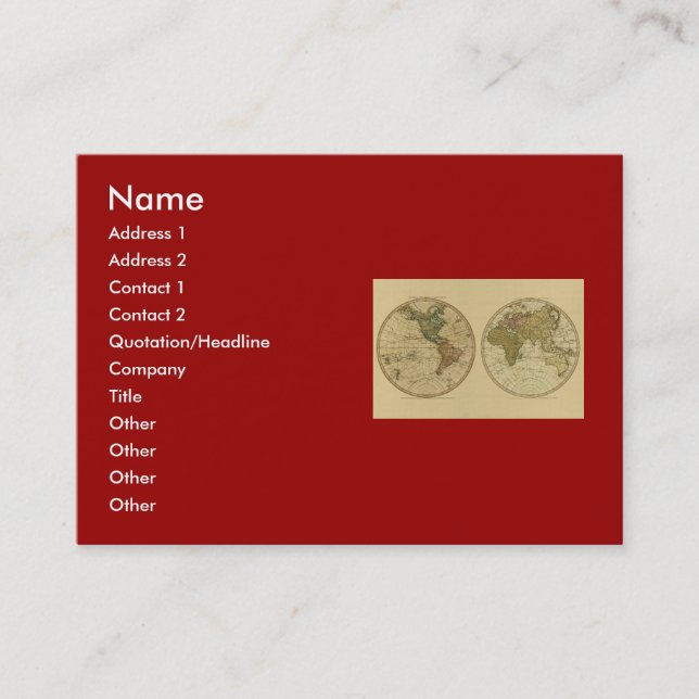 Antique 1786 World Map by William Faden Business Card (Front)