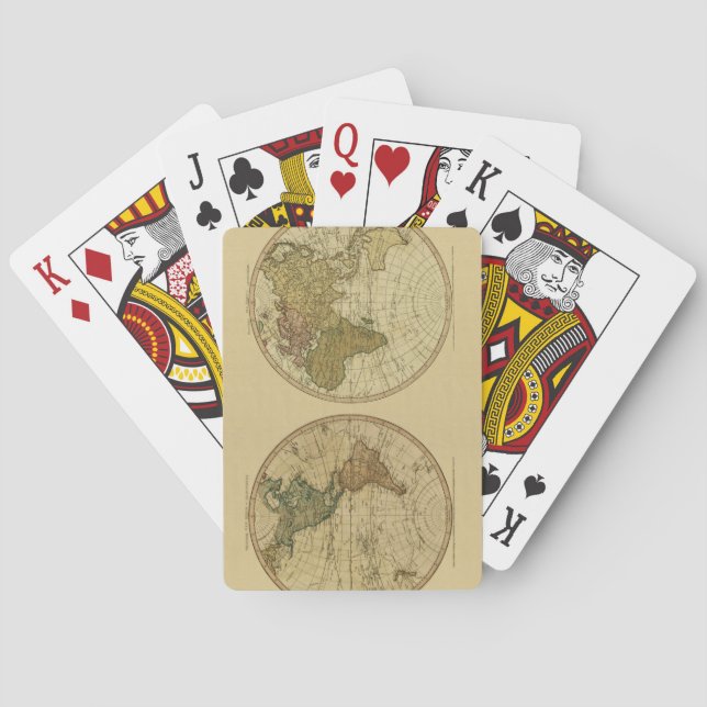 Antique 1786 World Map by William Faden Playing Cards (Back)