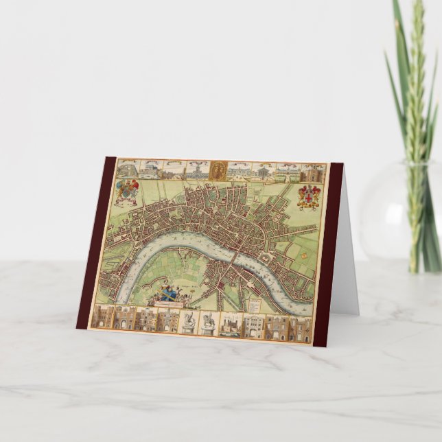 Antique 17th Century Map of London W. Hollar Card (Front)