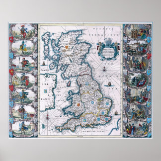 Antique 17th Century Map Poster