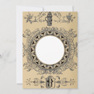 Antique 1800s photo frame baroque illustration holiday card