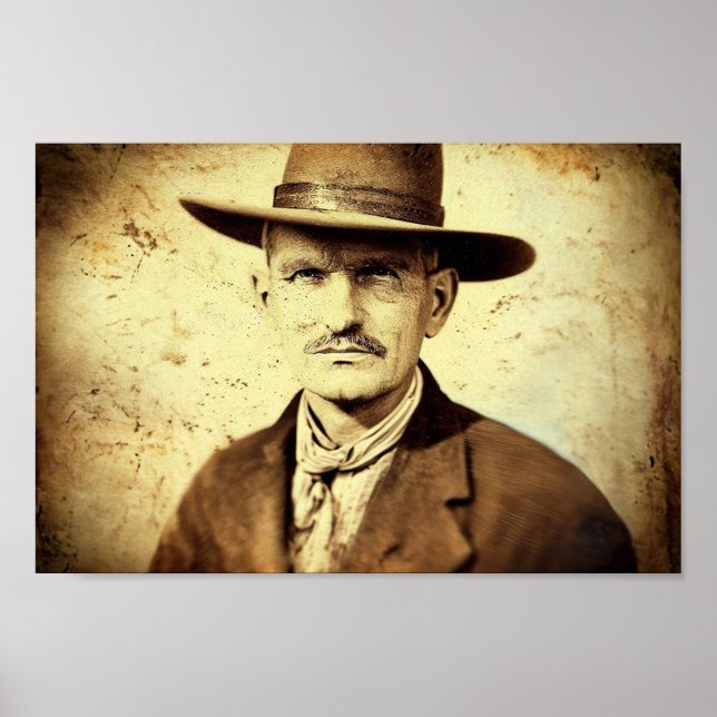 Antique 1800s Photograph of a Cowboy Poster (Front)