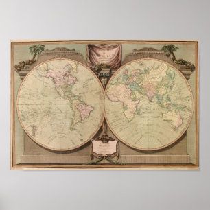 Antique 1808 World Map by Laurie and Whittle Poster