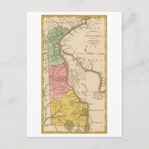 Antique 1815 Map of Delaware Postcard