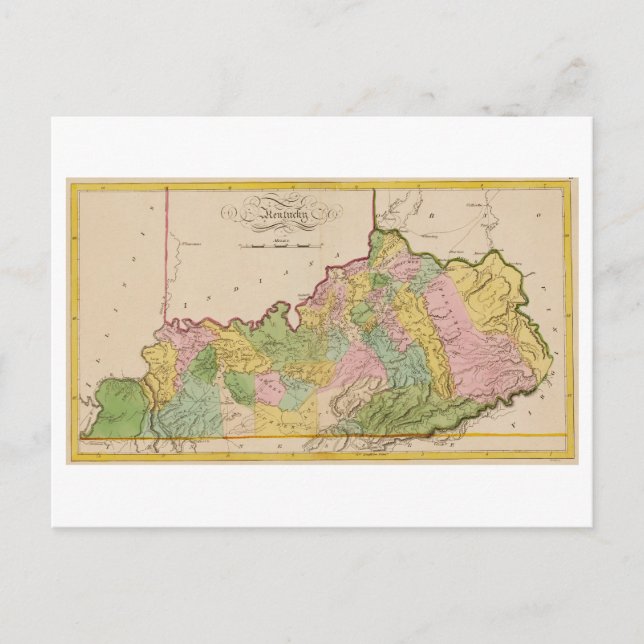Antique 1815 Map of Kentucky Postcard (Front)