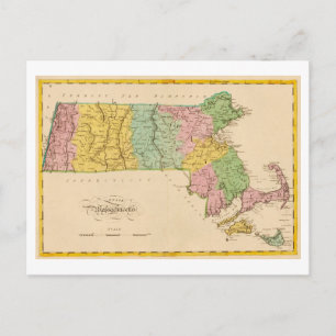 Antique 1815 Map of Massachusetts Postcard