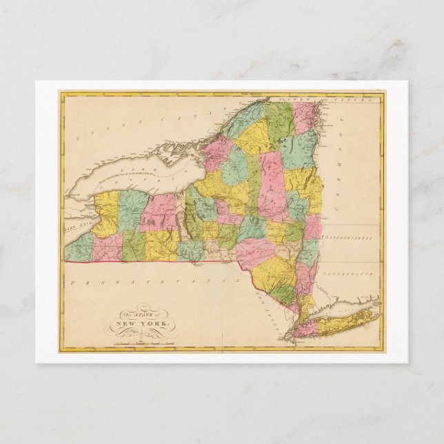 Antique 1815 Map of New York State Postcard (Front)