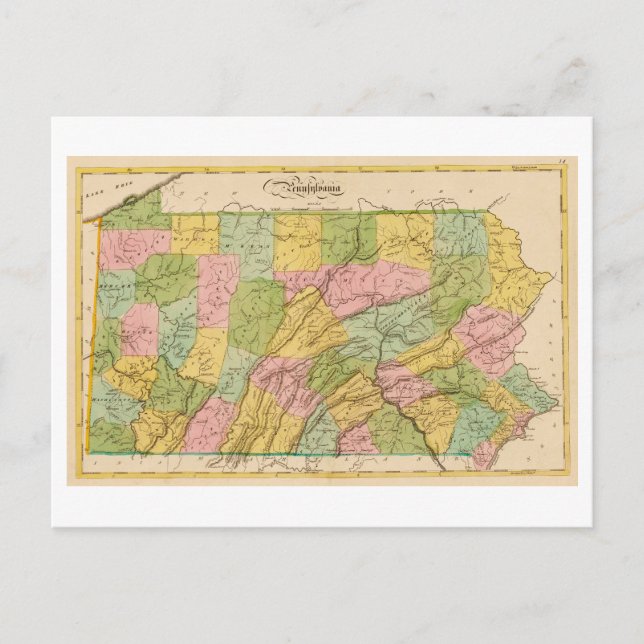 Antique 1815 Map of Pennsylvania Postcard (Front)