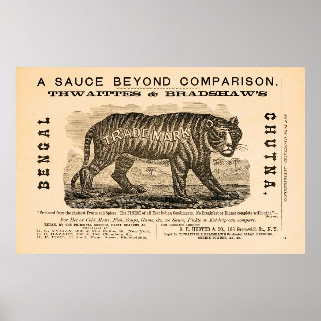 Antique 1869 spicy sauce ad poster (Front)