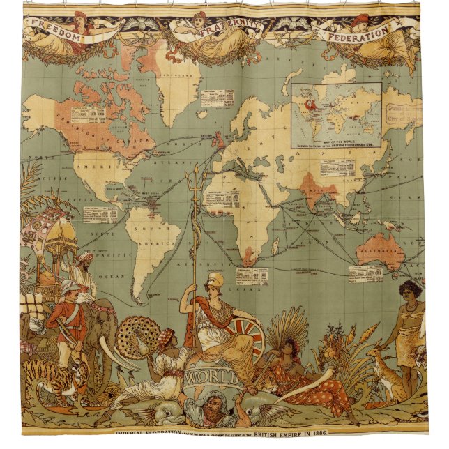 Antique 1886 World Map British Empire Poster (Front)