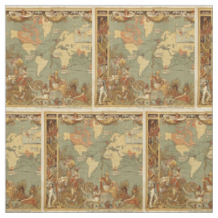 Antique 1886 World Map British Empire Poster Fabric