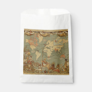 Antique 1886 World Map British Empire Poster Favour Bag