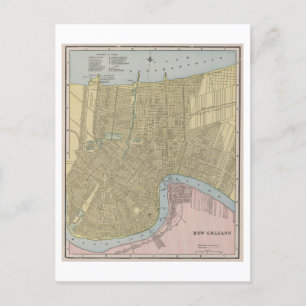 Antique 1899 Map of New Orleans, Louisiana, Postcard