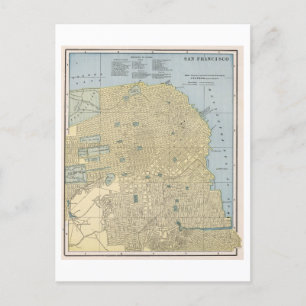 Antique 1899 Map of San Francisco, California, Postcard