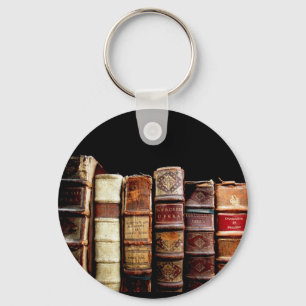 Antique 18th Century Design Leather Binding books Keychain