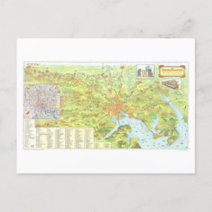 Antique 1910 United Railways Map of Baltimore Postcard