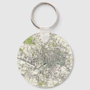 Antique 19th Century Map of Leeds Keychain