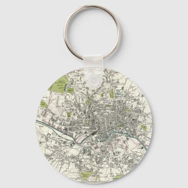 Antique 19th Century Map of Leeds Keychain (Front)
