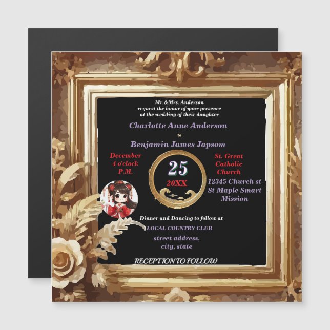 Antique 3D Golden Floral Botanical Frame (Front/Back)