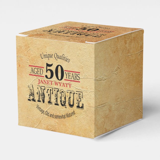 Antique 50th Birthday Design Favor Box (Front Side)