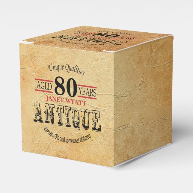Antique 80th Birthday Design Favor Box (Front Side)