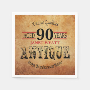 Antique 90th Birthday Design Napkin