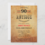 Antique 90th Birthday Invitation<br><div class="desc">90th Birthday Invitation Templates in an antique vintage style theme ready for you to personalize. Customize the front and back with your event details, font style, font colour. This elegant design works well for any birthday age. Make it a memorable birthday party for that special guest of honour. ✔NOTE: ONLY...</div>