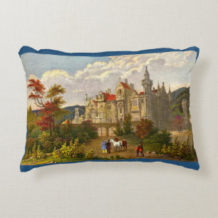 antique Abbotsford House print Accent Pillow