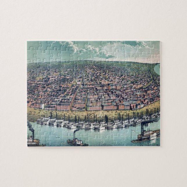 Antique Aerial Map of Saint Louis, Missouri, 1859 Jigsaw Puzzle (Horizontal)