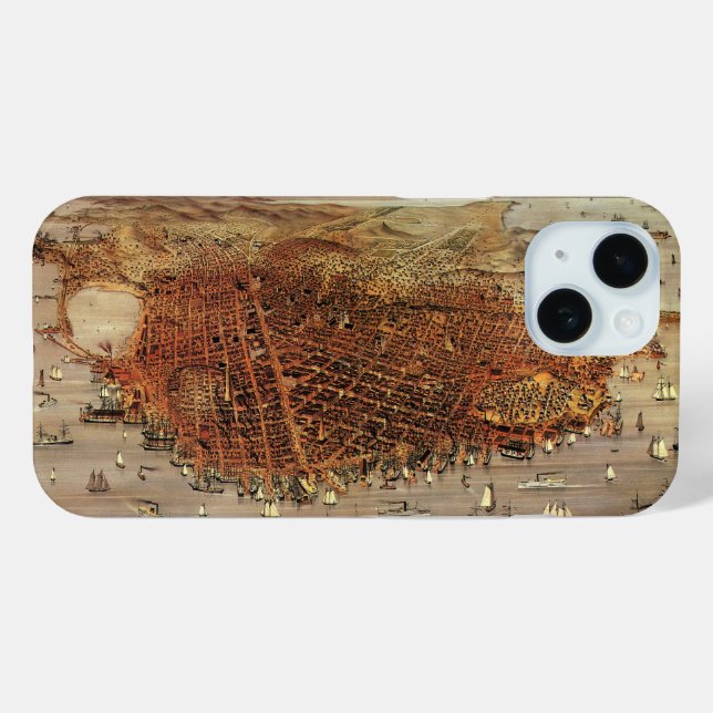 Antique Aerial Map of San Francisco, California Case-Mate iPhone Case (Back (Horizontal))