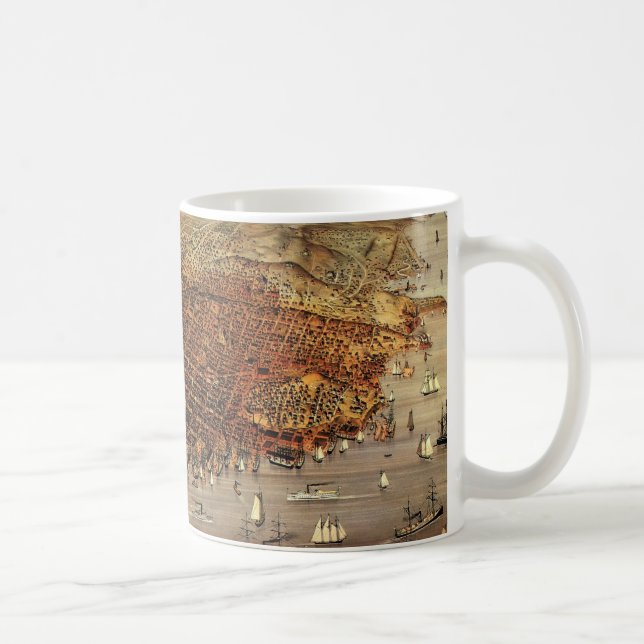 Antique Aerial Map of San Francisco, California Coffee Mug (Right)