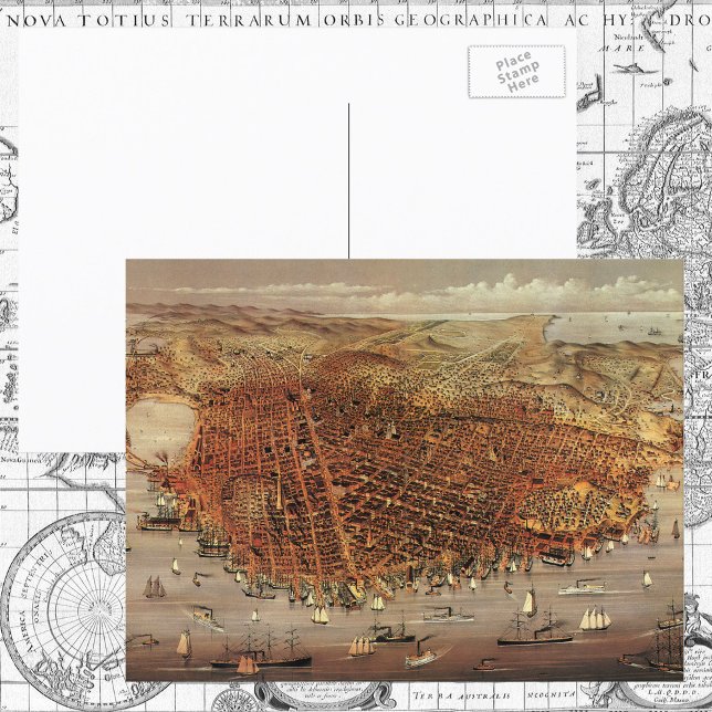 Antique Aerial Map of San Francisco, California Postcard (Creator Uploaded)