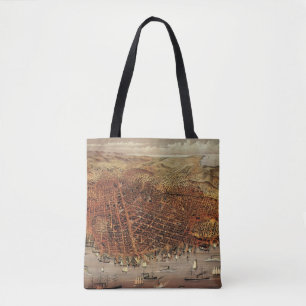 Antique Aerial Map of San Francisco, California Tote Bag