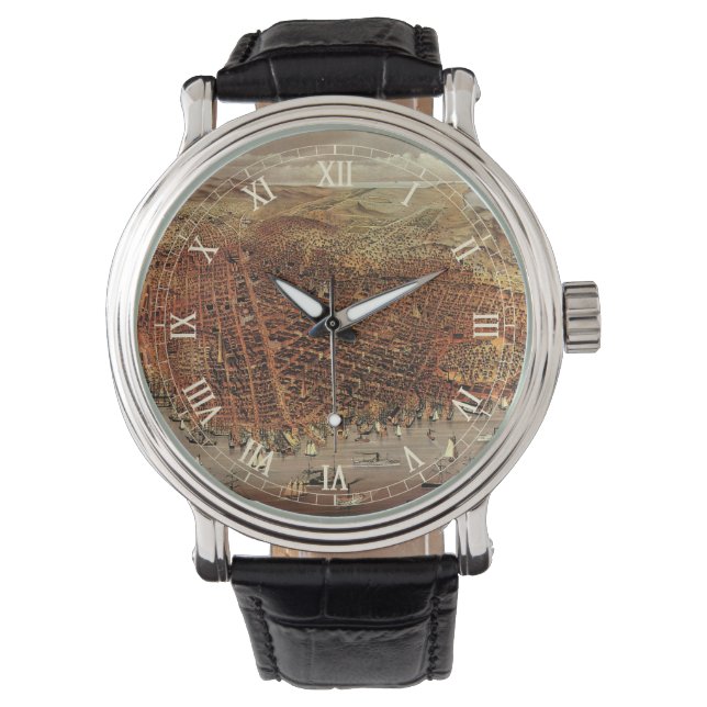 Antique Aerial Map of San Francisco, California Watch (Front)
