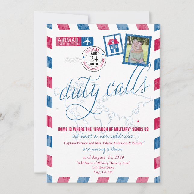 Antique Airmail Military Guam Moving Announcement (Front)