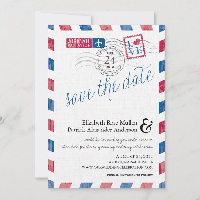 Antique Airmail Save the Date (Front)