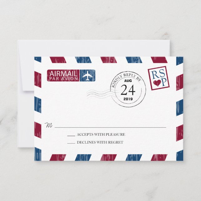 Antique Airmail Wedding RSVP (Front)