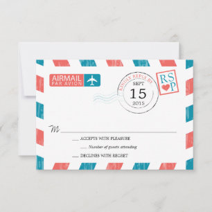 Antique Airmail Wedding RSVP Card