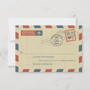 Antique Airmail Wedding RSVP Card