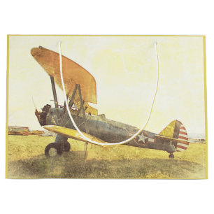 Antique Airplane Biplane Airplanes Large Gift Bag