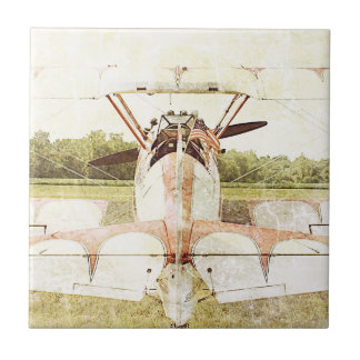 Antique Airplane Biplane Ceramic Tile