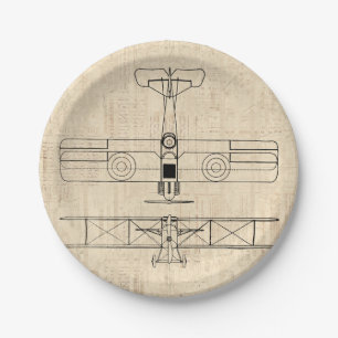 Antique Airplane Diagrams Vintage Plane Art Paper Plate