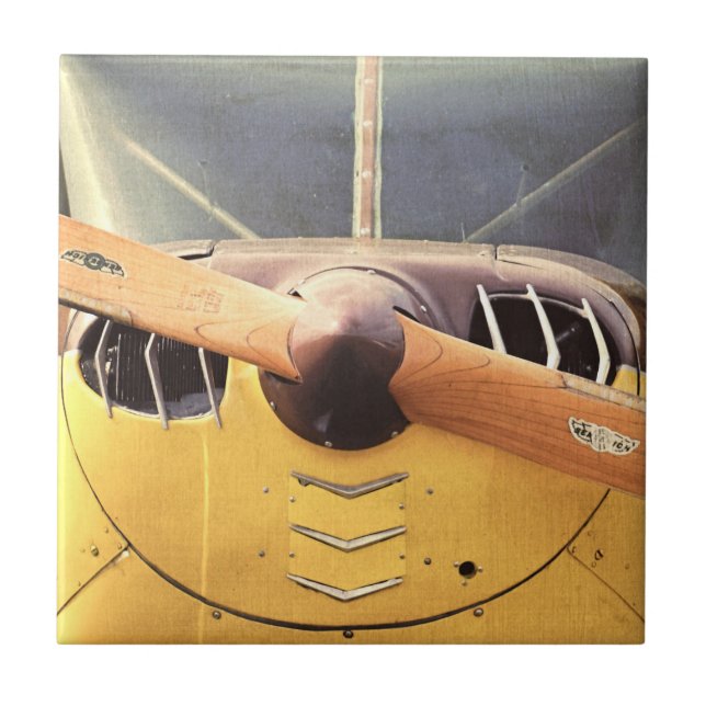 Antique Airplane Propeller Yellow Ceramic Tile (Front)
