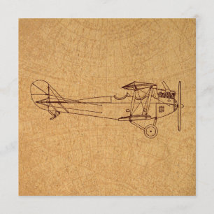 Antique Airplane Retro Classic Aviation Map Style Invitation