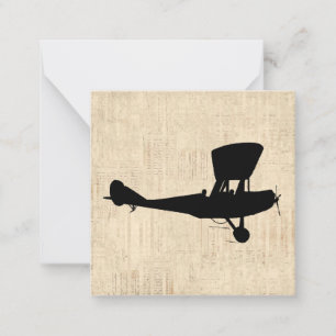 Antique Airplane Silhouette Art Card