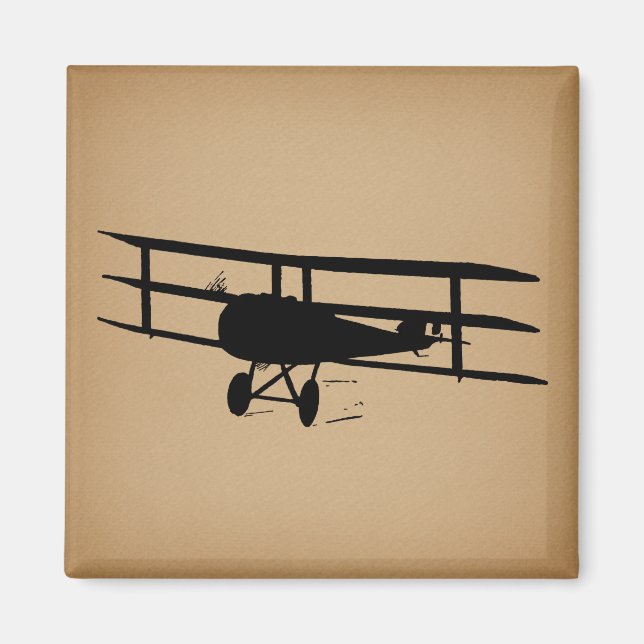 Antique Airplane Silhouette Vintage Plane Magnet (Front)