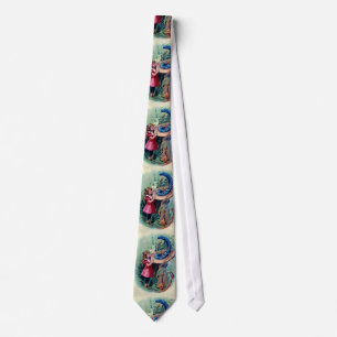 Antique Alice in Wonderland Colour illustration Tie
