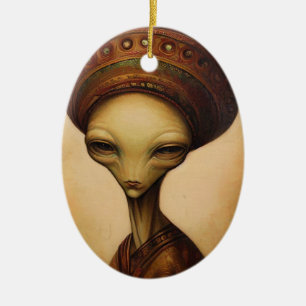 Antique Alien Portrait  Ceramic Ornament